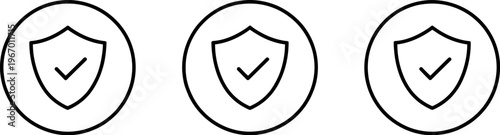 Shield icon representing protection and security for website, digital applications, and cybersecurity in clean vector illustration design
