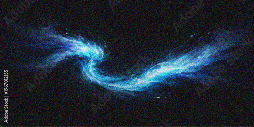 Abstract blue space background with glowing light and floating galaxy particles