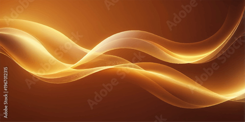 Abstract orange wave background with flowing light curves and artistic lines
