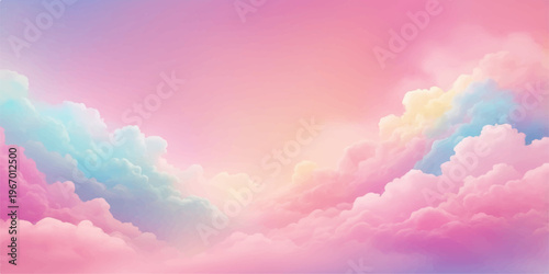 Beautiful pink clouds drift across a bright summer sky as golden sunlight illuminates the fluffy white atmosphere in this serene nature cloudscape