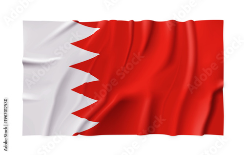 Realistic Bahrain country flag isolated on a transparent background. Silk atlas detailed fabric flag. Vector PNG