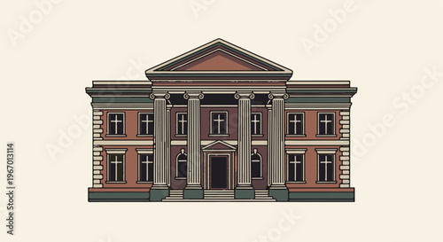 Ornate classical building with columns and triangular pediment