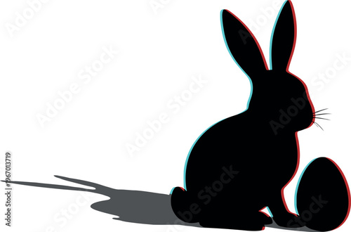 Easter day silhouette black rabbit with egg festive spring holiday graphic