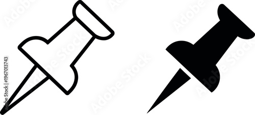 Thumbtack icon vector isolated on white background, simple and minimalist design for notice boards, reminders, and map markers