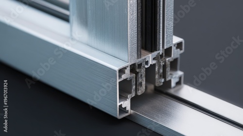 Close-up view of a modern aluminum window frame's detailed structure