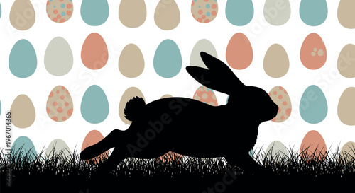 Easter day celebration silhouette of a rabbit with colorful easter egg background