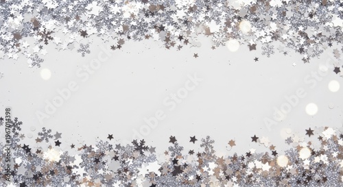 a silver and white snowflake background with a blank space for text or images to be added for christ