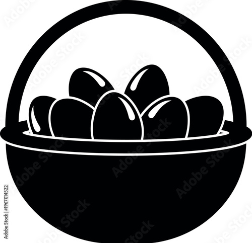 Easter day silhouette a black basket filled with easter eggs festive holiday symbol