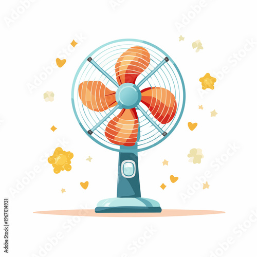 夏の暑さ対策 涼しい風を送る扇風機のベクターイラスト