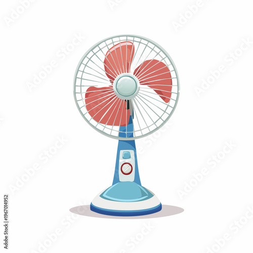 夏の暑さ対策 涼しい風を送る扇風機のベクターイラスト