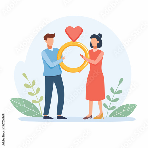 結婚指輪の交換 ウェディングと永遠の愛のベクターイラスト