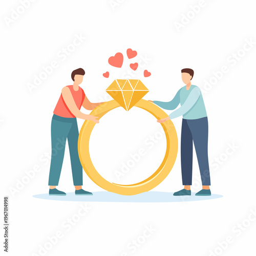 結婚指輪の交換 ウェディングと永遠の愛のベクターイラスト