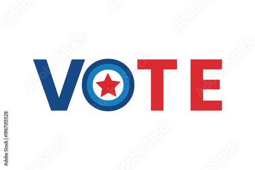 Vibrant Vote Text with Star Graphic, Symbolizing Democracy and Civic Duty, Perfect for Political Campaigns and Voting Awareness.