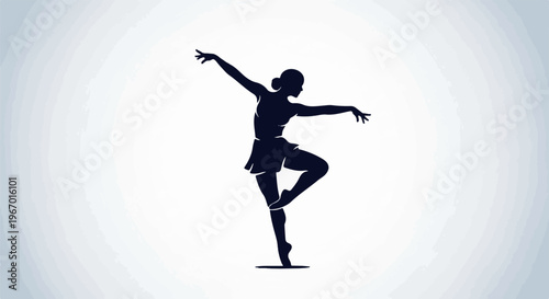 Elegant silhouette of a ballerina in graceful pose on a gradient background