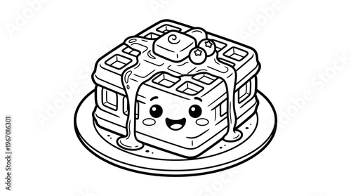 Smiling Pancake with Syrup and Butter.