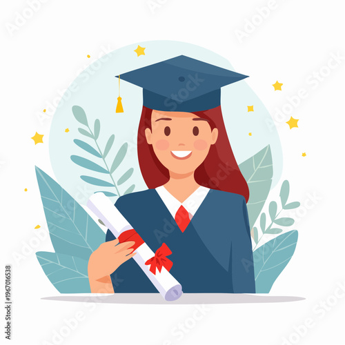 卒業証書の授与 卒業式と新たな門出のベクターイラスト