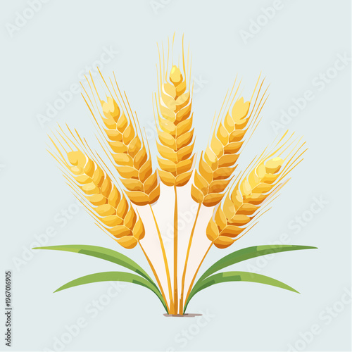 豊作を象徴する小麦の穂 秋の収穫シーズンのベクターイラスト