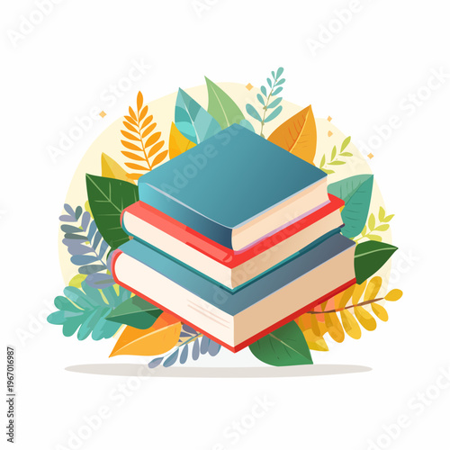 読書の秋と学習のコンセプト 開いた本のベクターイラスト