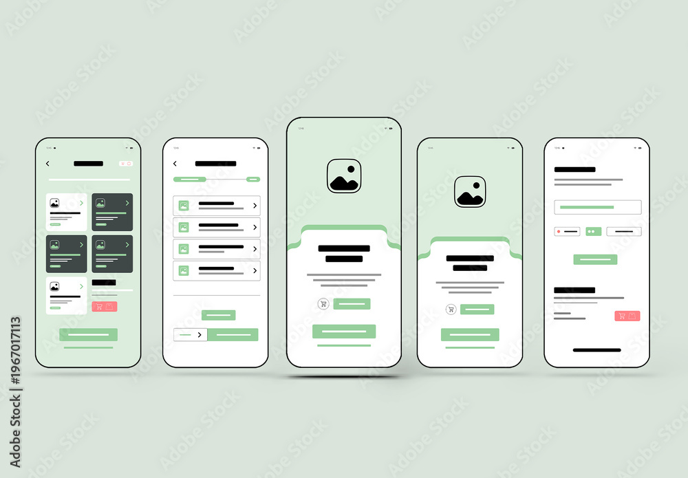 Mobile App Wireframe UI Kit Template Stock Template | Adobe Stock