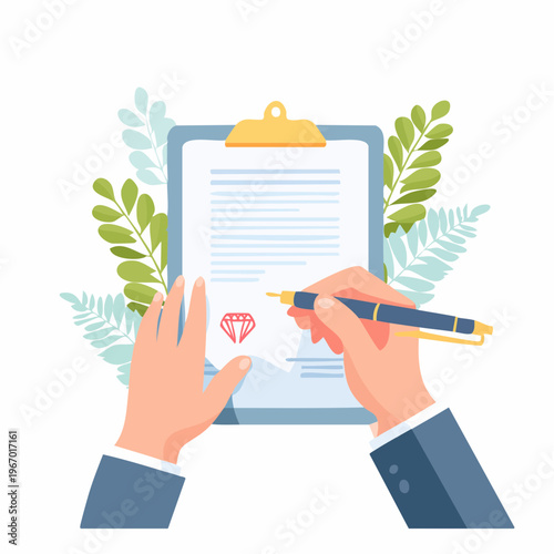 婚姻届への署名 結婚と誓いのベクターイラスト