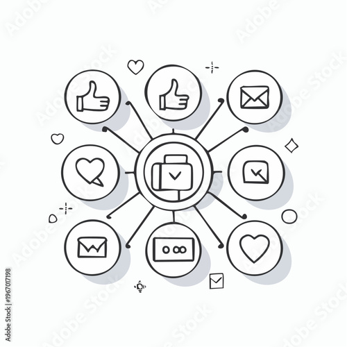 SNSのリアクションアイコンセット いいね・シェア・コメント・登録