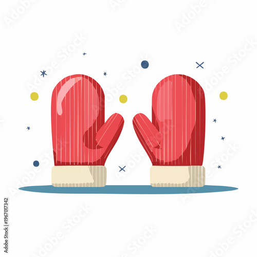 暖かなミトン手袋 冬の防寒具のベクターイラスト