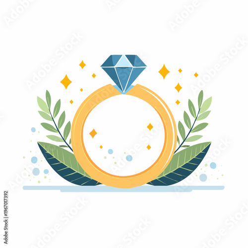 永遠の愛を誓う結婚指輪 ブライダルのベクターイラスト