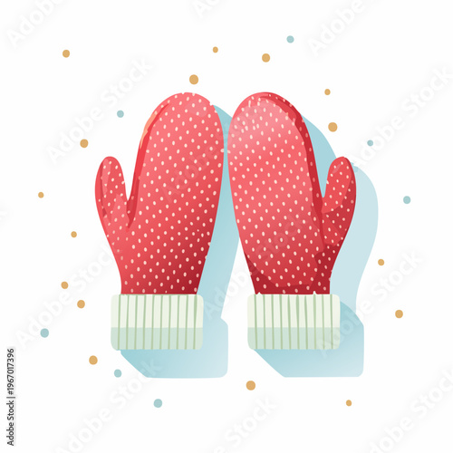 暖かなミトン手袋 冬の防寒具のベクターイラスト