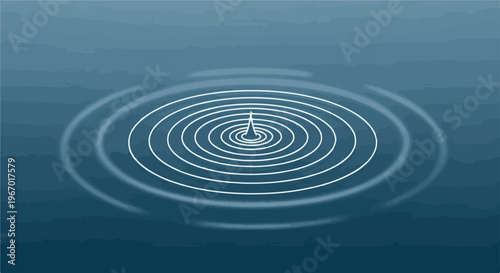 Gentle blue water ripples emanating from a central drop