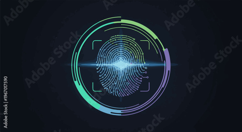 Digital fingerprint scanning with a futuristic holographic interface