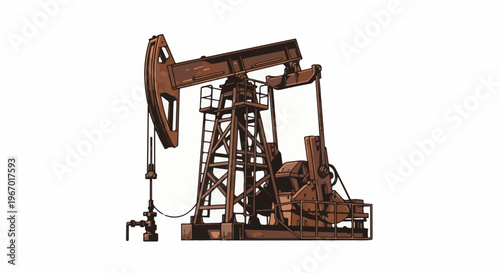 Rustic oil derrick stands as a symbol of extraction and industry