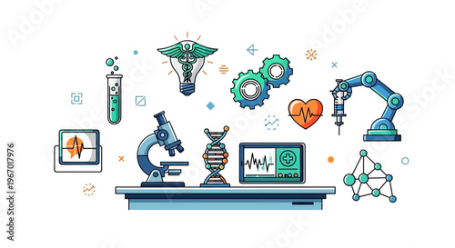 Medical Technology Innovation: Science, Research, Healthcare, Biotech, Robotics, DNA, Microscope