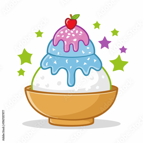 夏祭りの定番 カラフルなシロップのかき氷ベクターイラスト