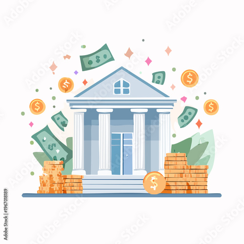 家計簿と資産管理 お金の節約と貯金のベクターイラスト