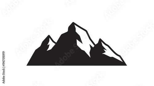 Mountain range icon with sharp peaks and snow-capped accents, representing adventure and nature's grandeur.