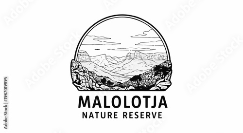 Stylized depiction of a natural reserve's landscape with text below