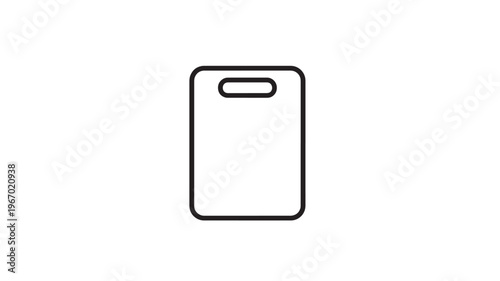 Cutting board simple icon with rounded corners and a hole for hanging, isolated on a white background for easy use.