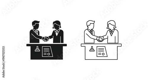 business people shaking hands at counters Vector