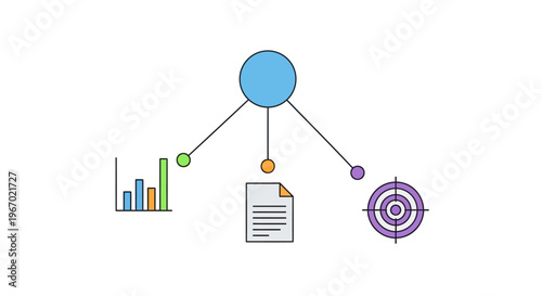 A flowchart with a document and targets.