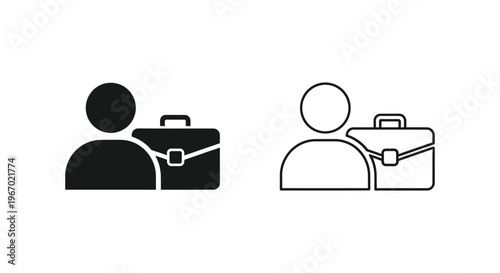 a person holding a briefcase in black and white Vector
