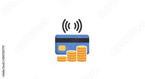 Contactless payment with credit card and coins.