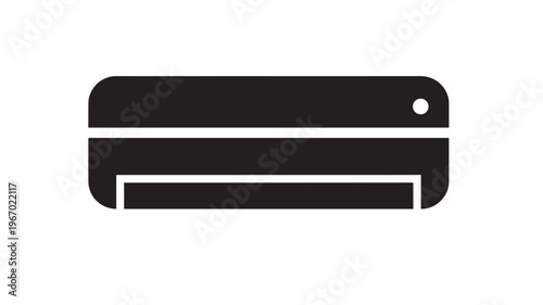Air conditioner unit flat icon with simple line art for clean indoor climate control. featuring hvac, cooling, heating with thermostat and home