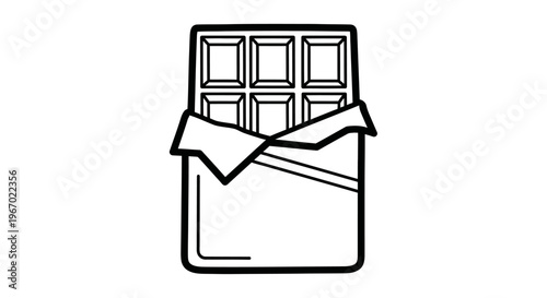 Chocolate bar illustration in outline style against a white background