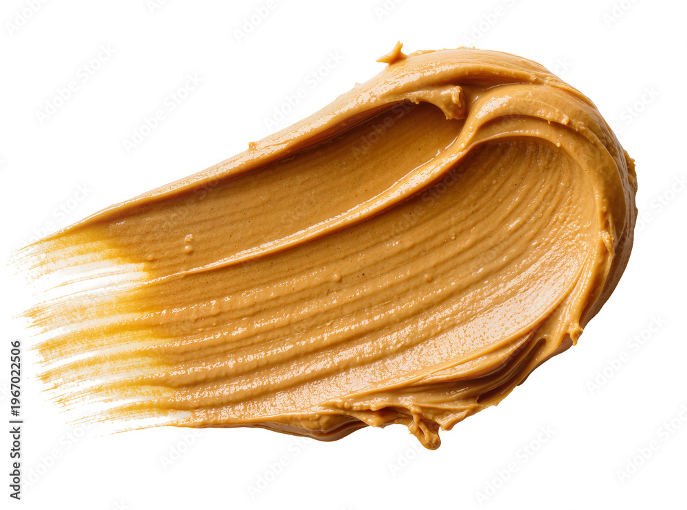 Fototapeta premium Rich, textured creamy peanut butter smear, a delicious and smooth spread isolated on transparent background, perfect for culinary designs PNG