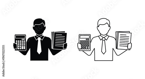 businessmen holding documents and calculators Vector