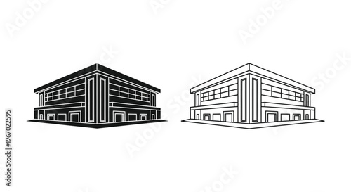 a large building with many windows Vector