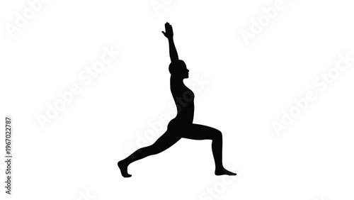Elegant Yoga Silhouette: Warrior I Pose for Mindfulness and Fitness