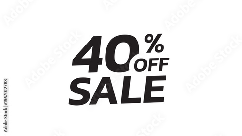 Forty percent off sale banner with large black font and white background for promotions featuring discount, percentage, special offer with promotion
