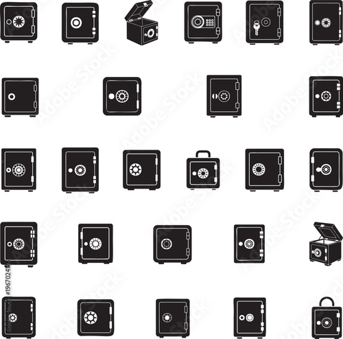 Small safe box silhouette design set