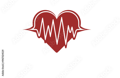 Audio Waveform Heart Music Silhouette Sticker, Next Gen Sound Pulse Vector, Modern High Tech Romantic Logo Illustration